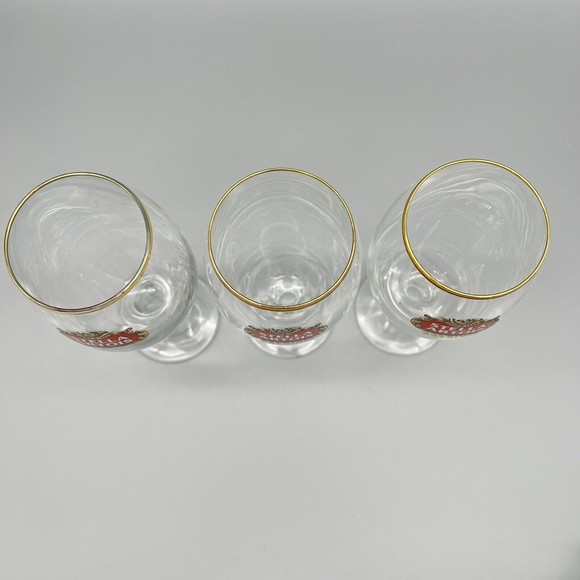 Stella Artois Chalice Beer Glasses Gold Rim 33cl Set of 3 Man Cave EUC - Picture 2 of 14